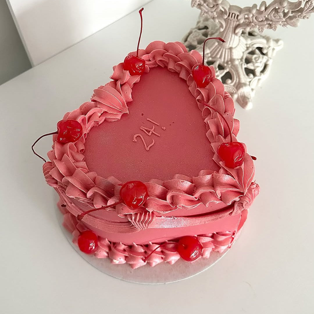 Cherry Velvet Swirl Ribbon Cake