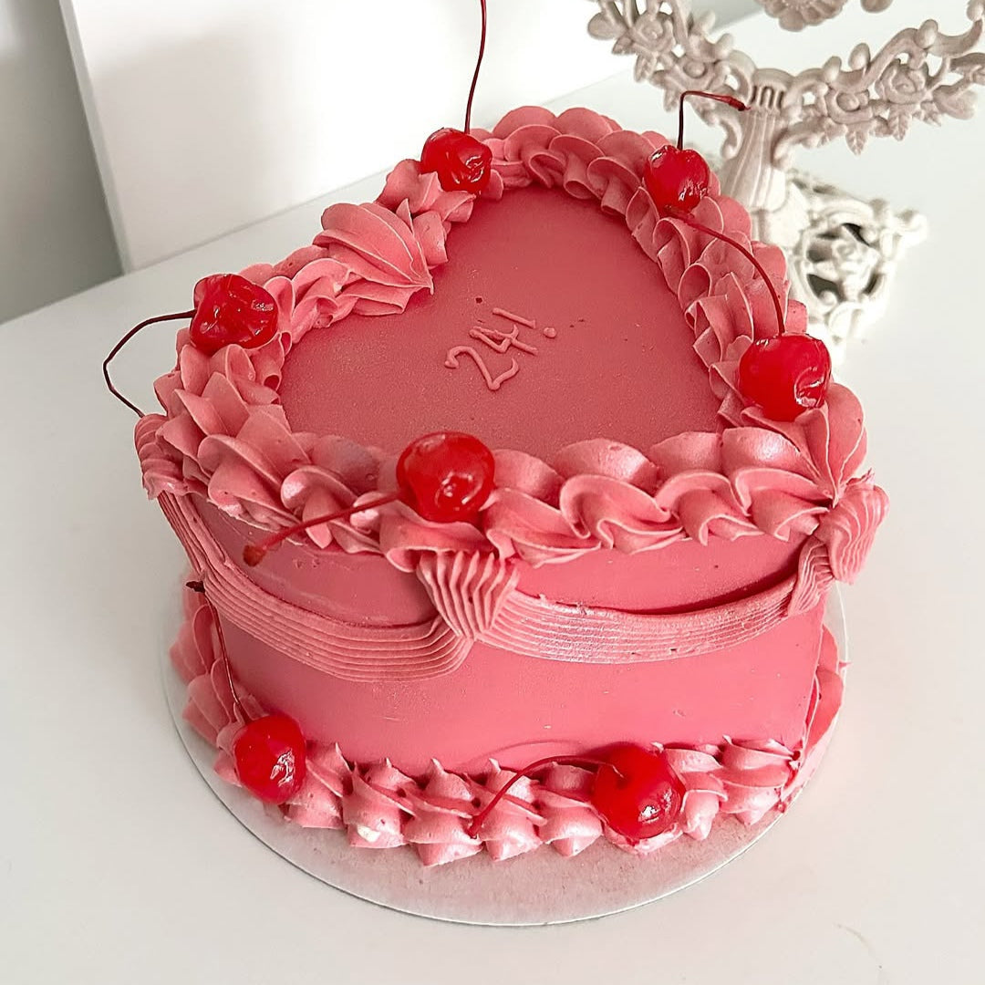 Cherry Velvet Swirl Ribbon Cake