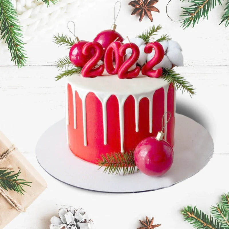 Red Christmas Cake with White Cream Spread