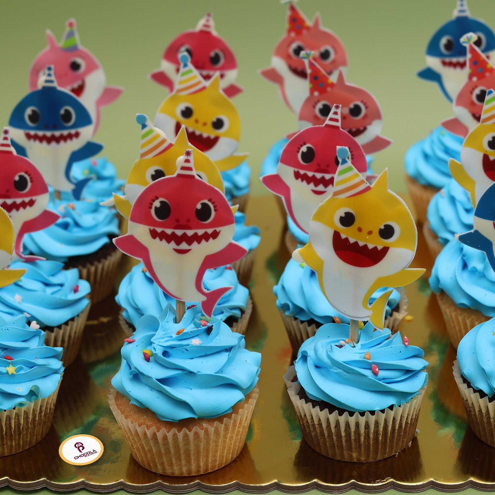 Baby shark themed Cupcakes