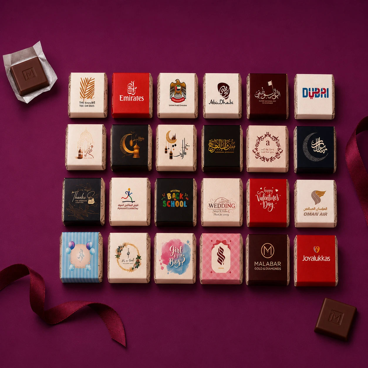 Customized Printed Sleeves for Individually-Wrapped Chocolates