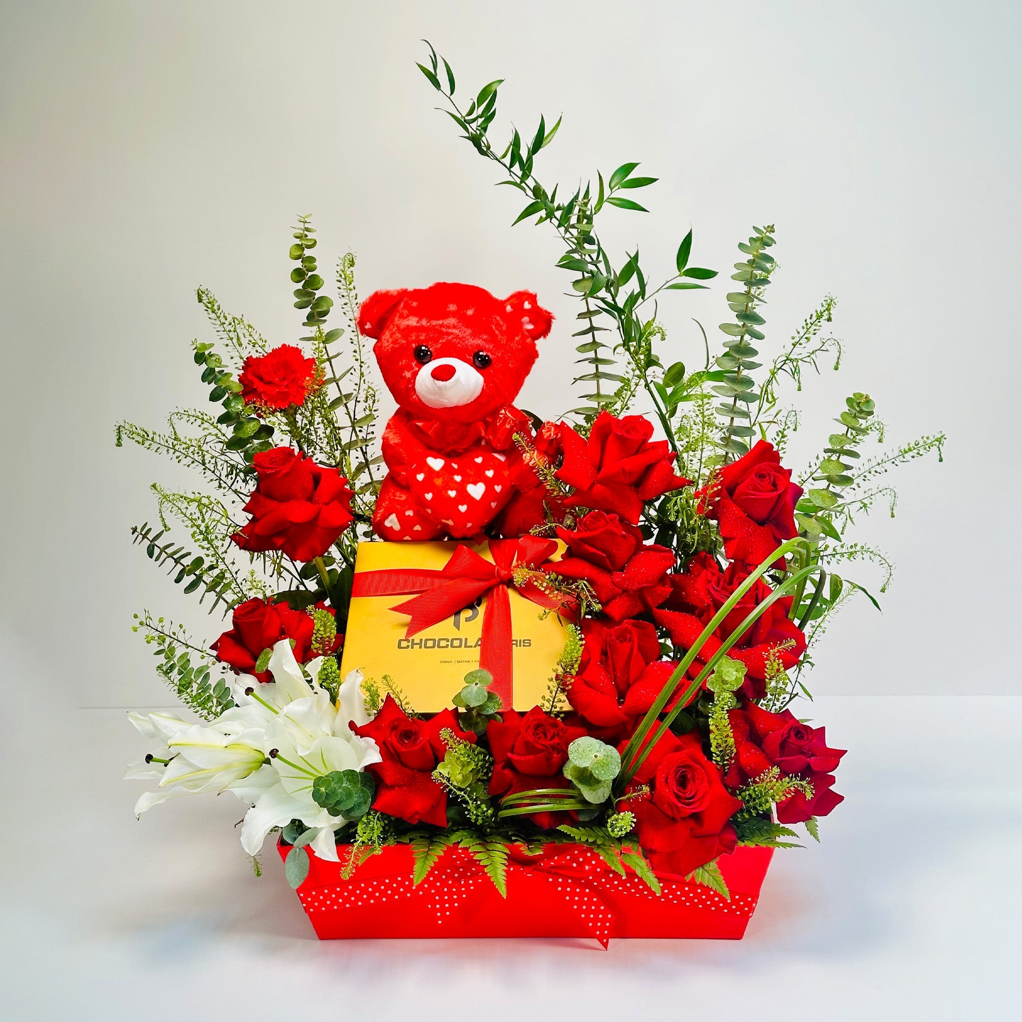 Teddy, Roses and Chocolate Gift Hamper