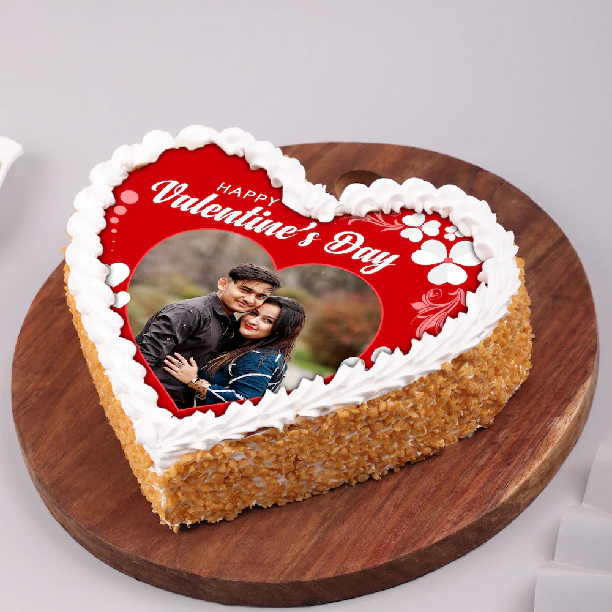 Heart-Shaped Valentine’s Photo Cake