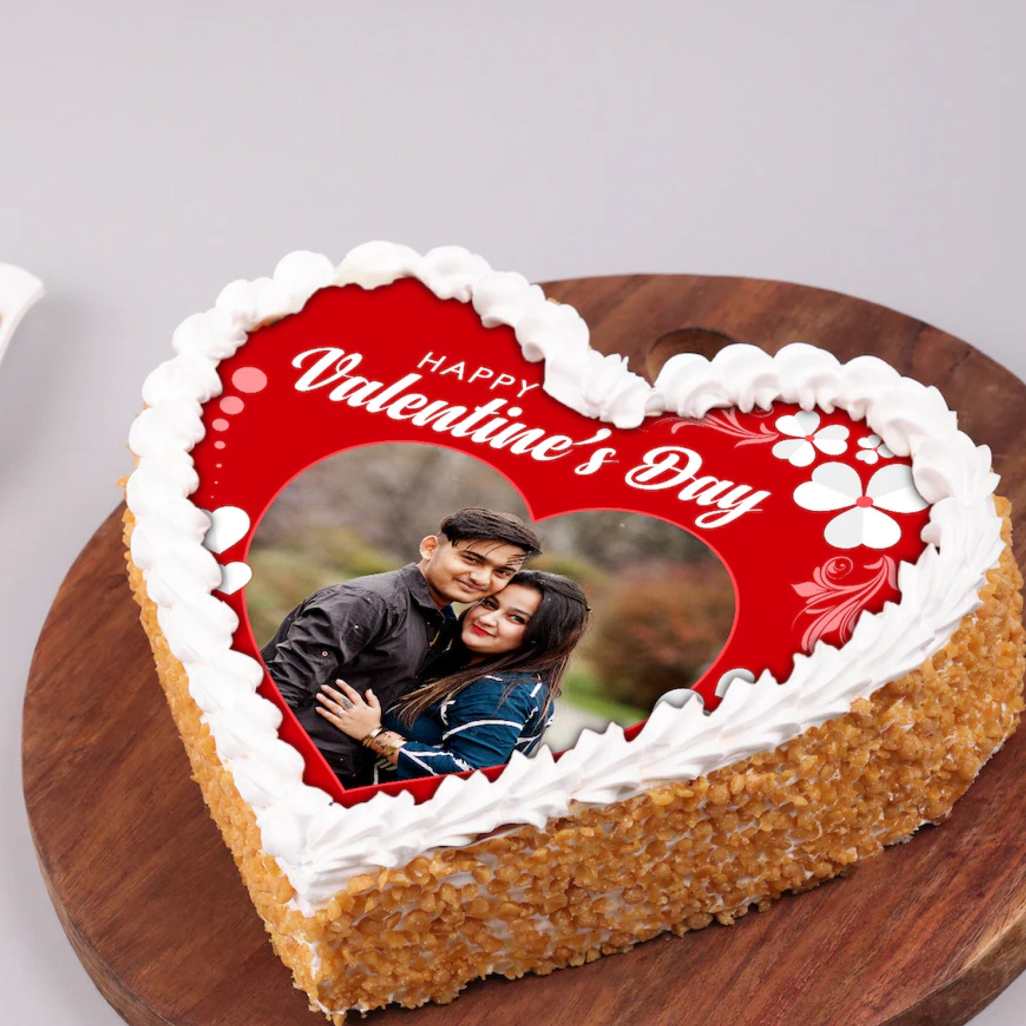 Heart-Shaped Valentine’s Photo Cake
